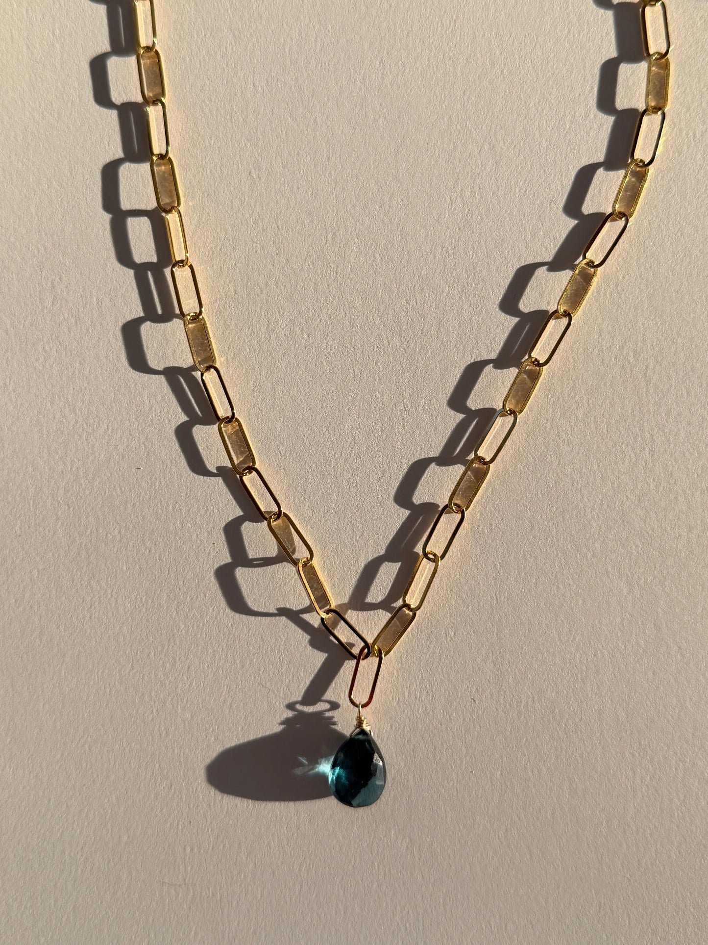 Large Gemstone Paperclip Necklace