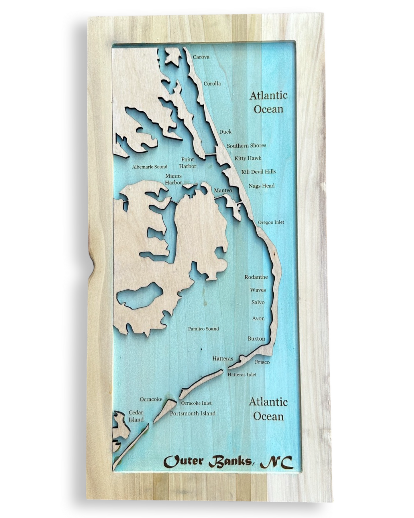 Handmade 3D Wooden Map of the Outer Banks