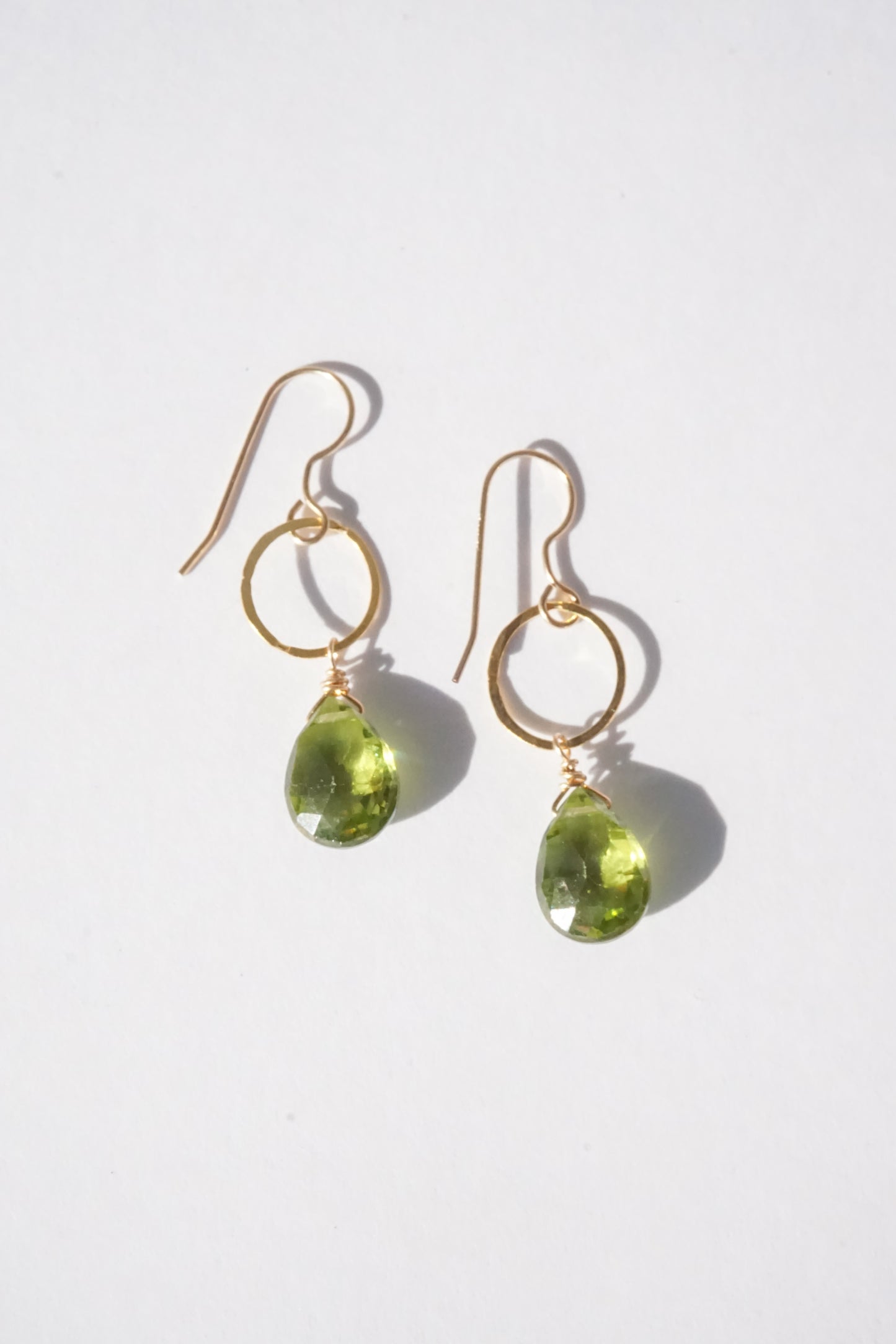 Peridot Gold Circle Earrings