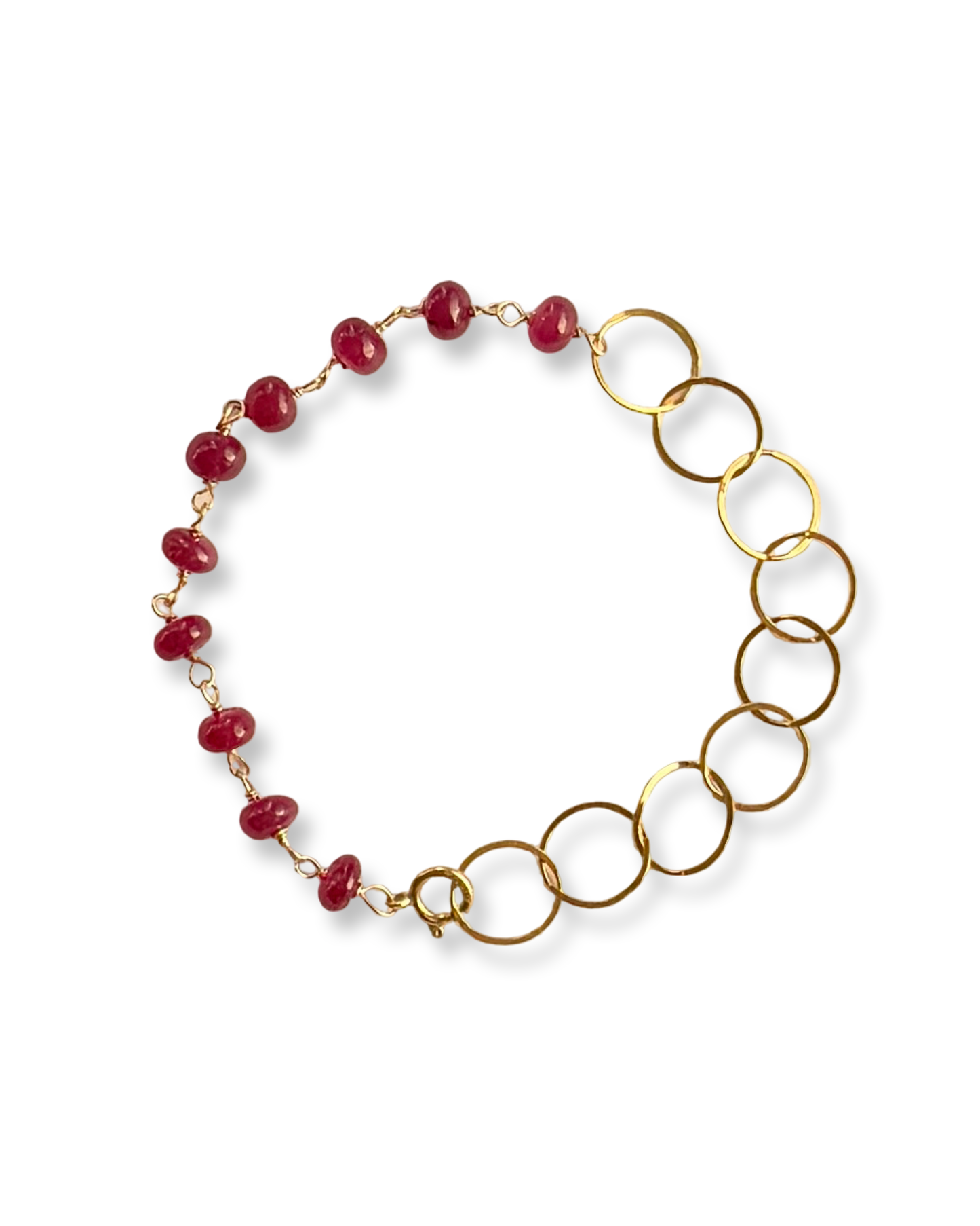 Half & Half Gemstone Gold Loop Bracelet