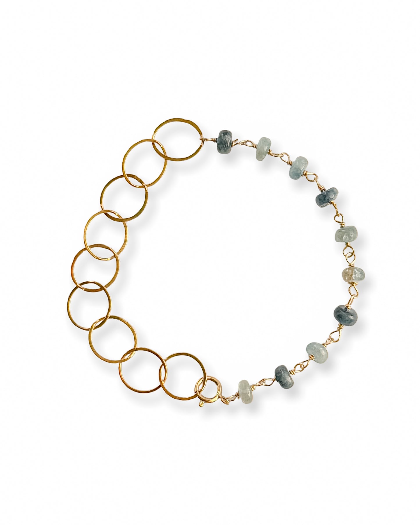 Half & Half Gemstone Gold Loop Bracelet
