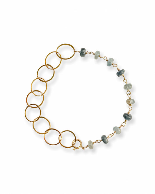 Half & Half Gemstone Gold Loop Bracelet
