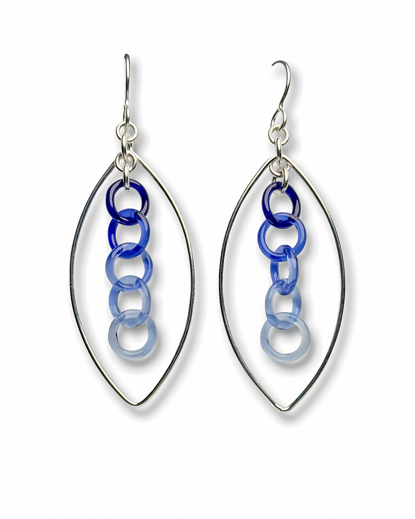 Large Sterling Silver + Glass Chainmaille Glass Earrings