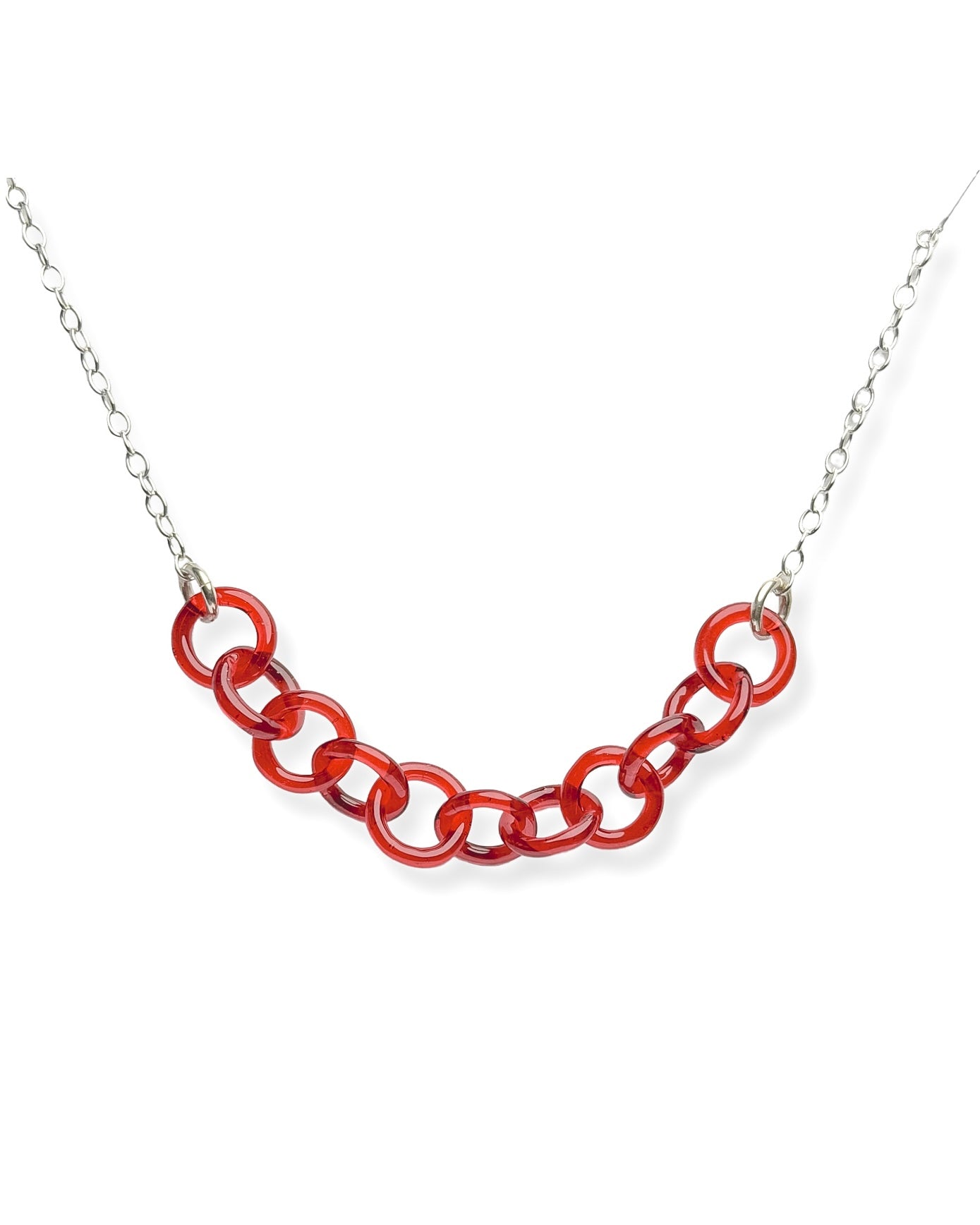 Eleven Ring Glass + Sterling Silver Chainmaille Necklace