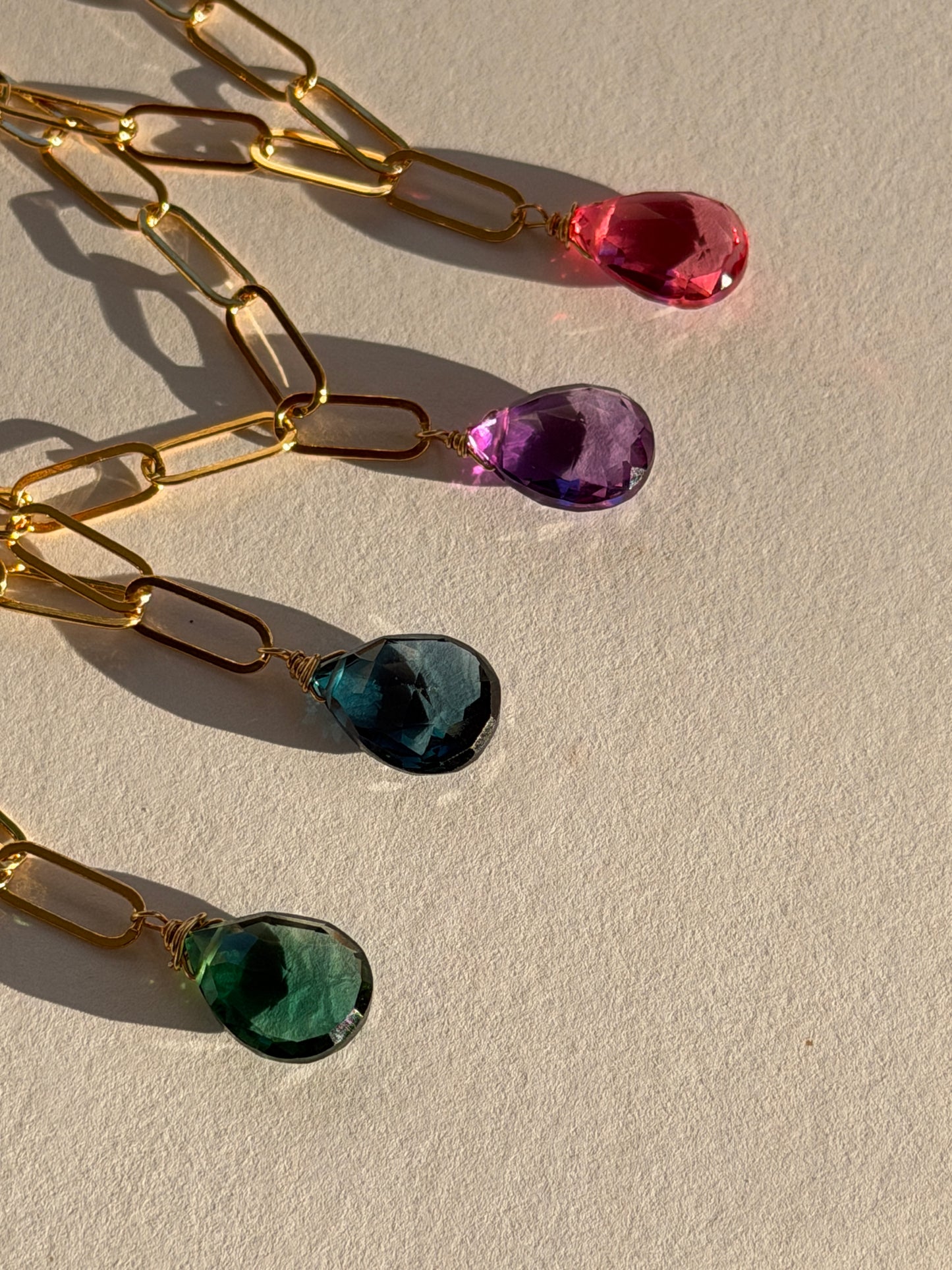 Large Gemstone Paperclip Necklace