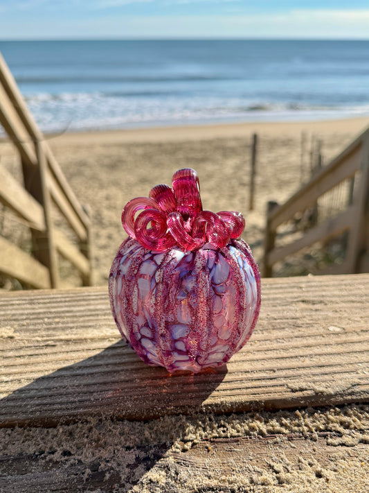 Handblown Glass Pumpkin | Small Magenta