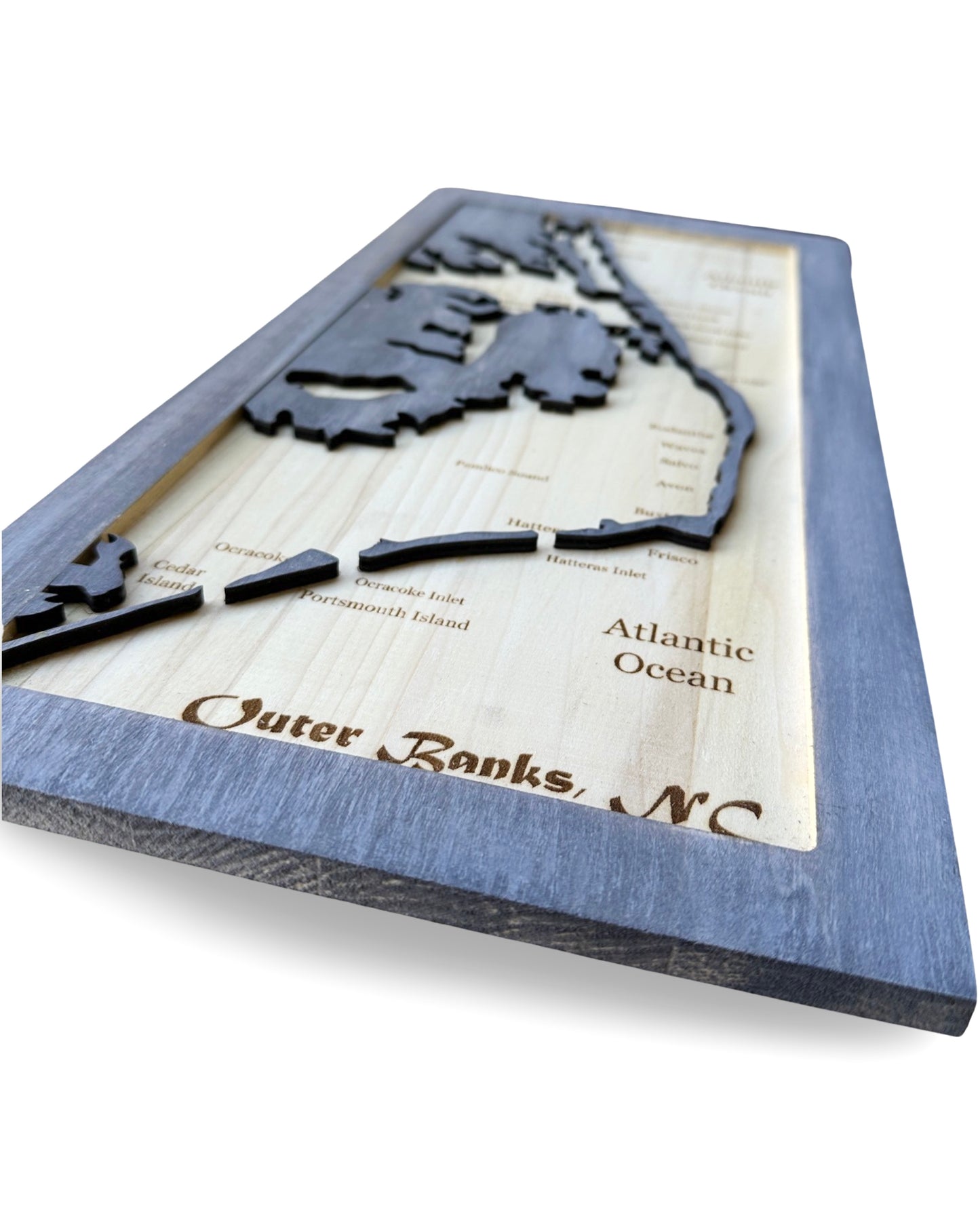 Handmade 3D Wooden Map of the Outer Banks