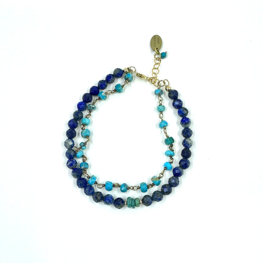 Lapis Turquoise Double Strand Bracelet