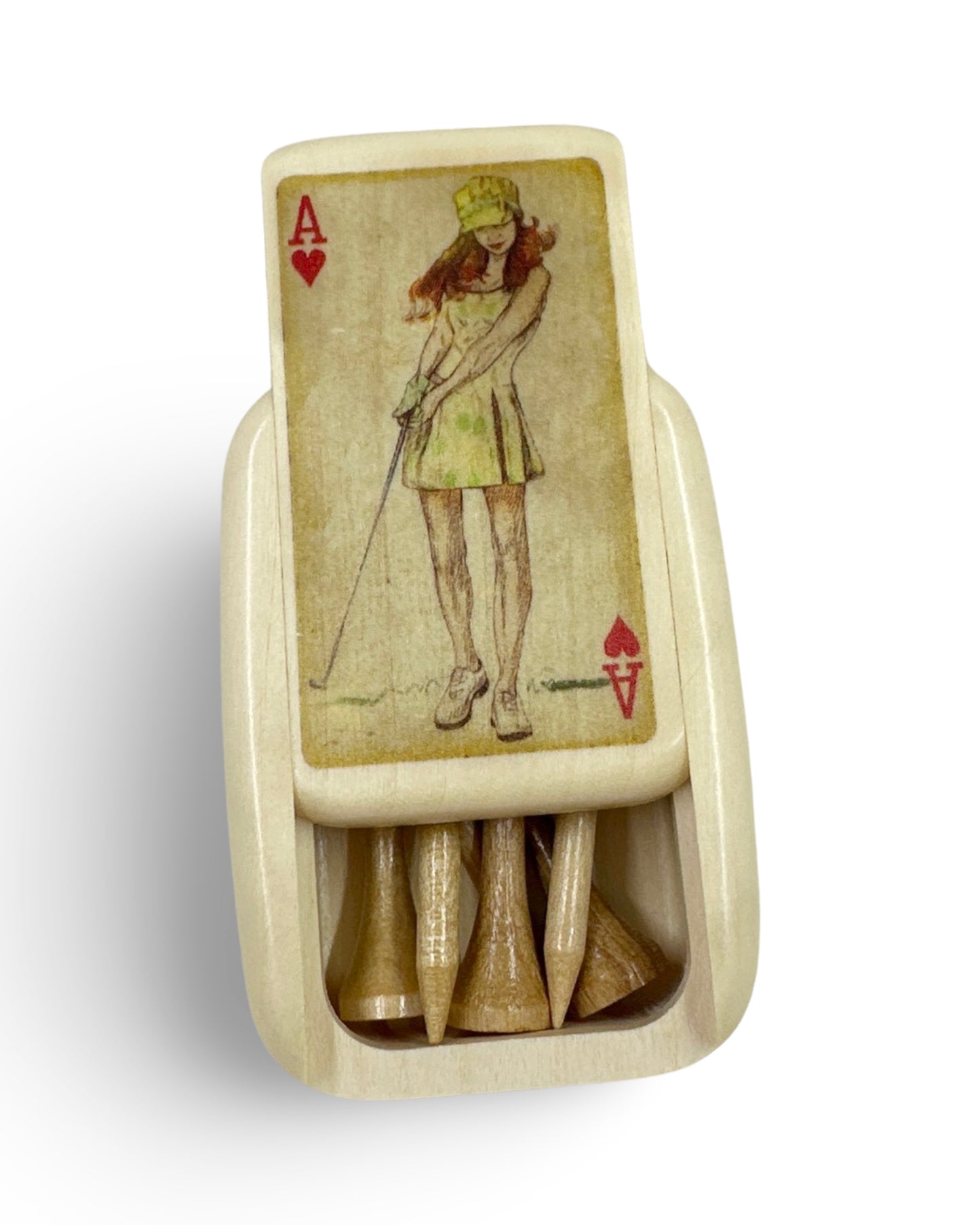 Handmade Wooden Golf Tee Holder Box