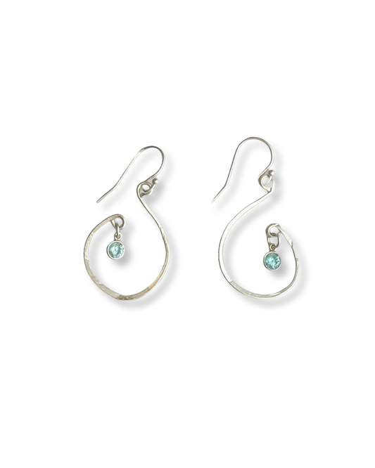 Riley James Hammered Sterling Silver Crystal Earrings