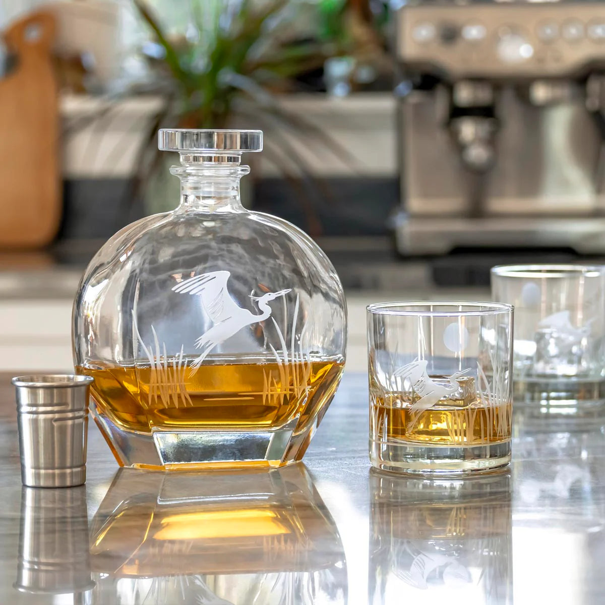 Sand Etched Decanter Set