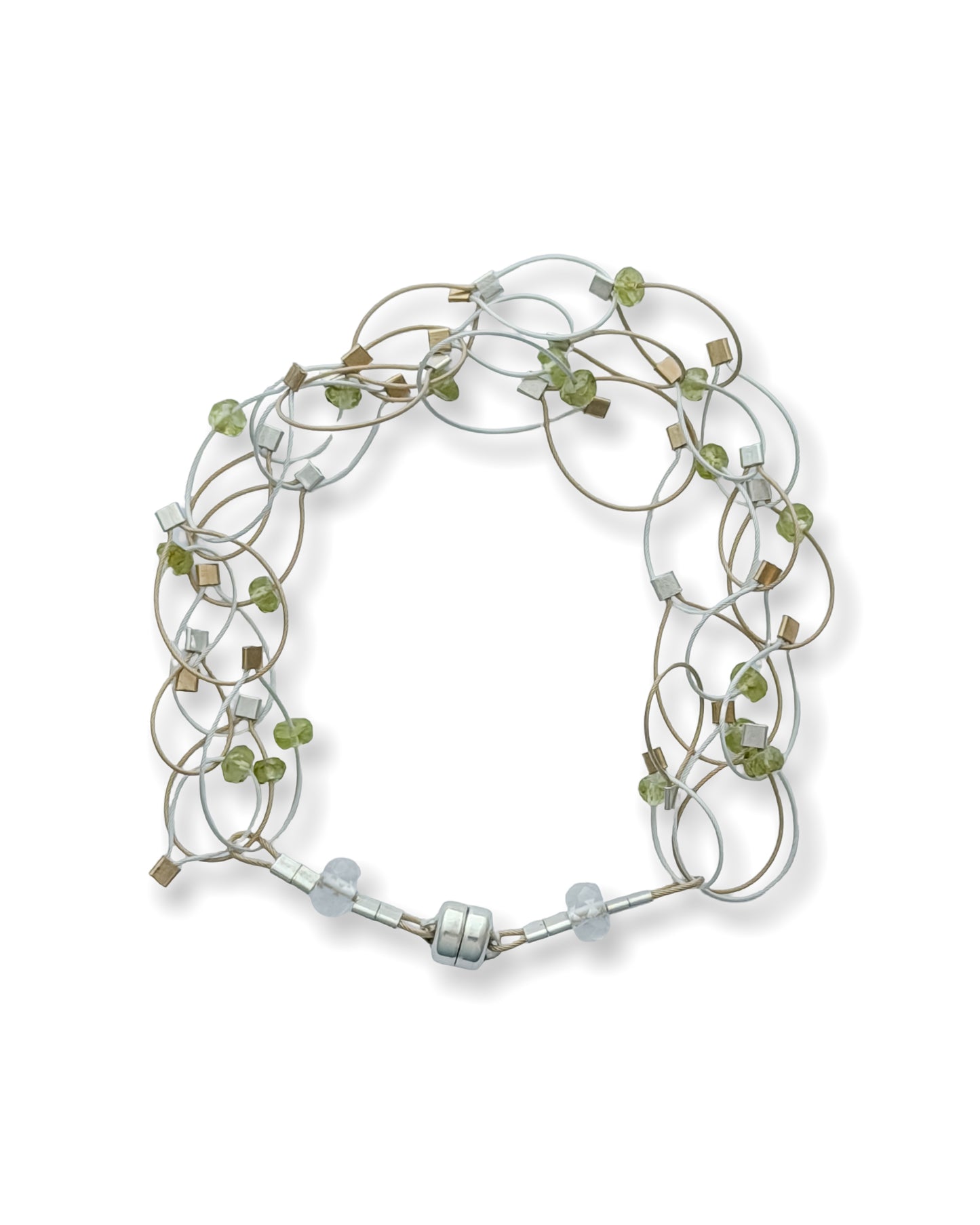Triple Cable Silver Bracelet with Peridot