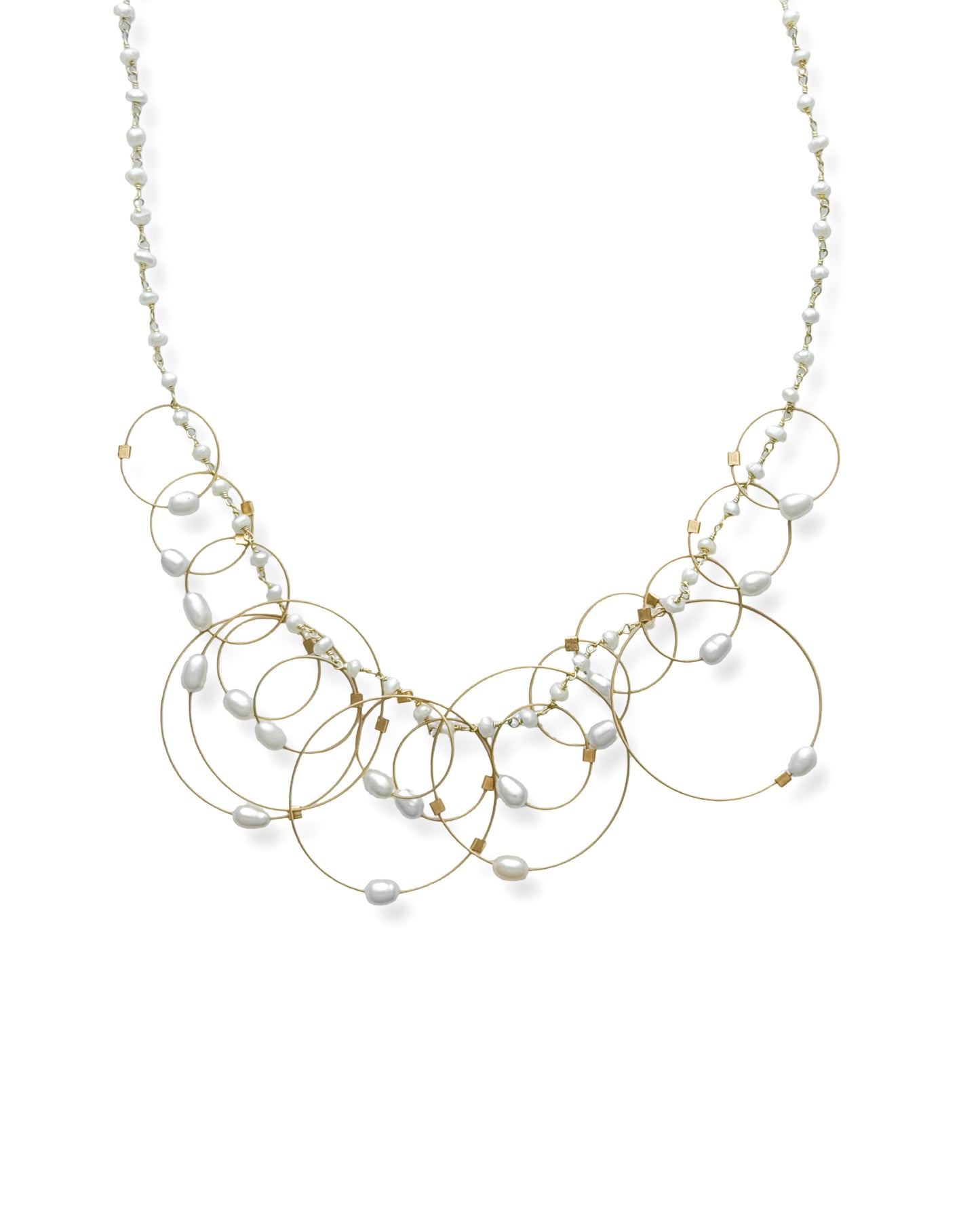 Halo Gold Pearl Cable Necklace