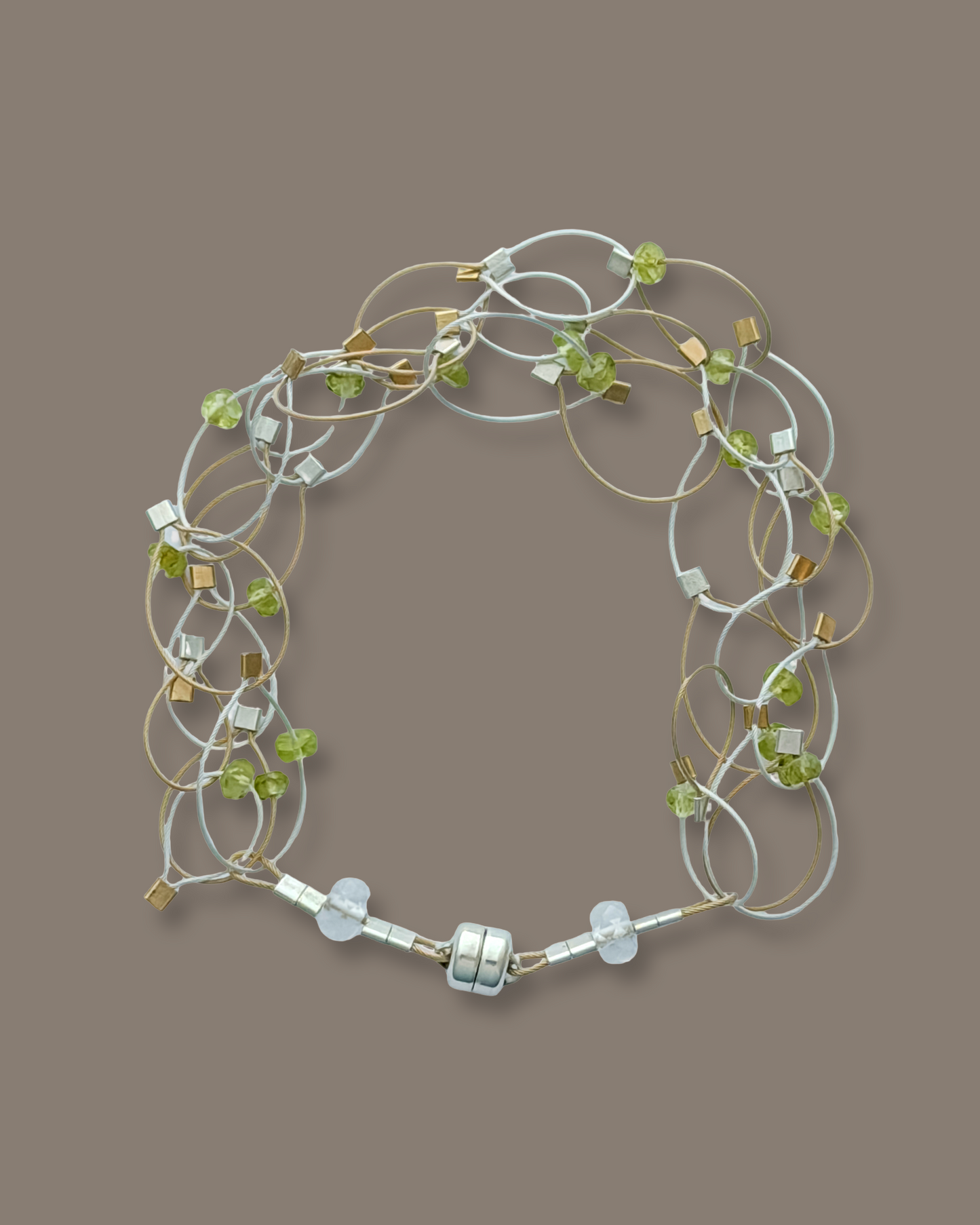 Triple Cable Silver Bracelet with Peridot
