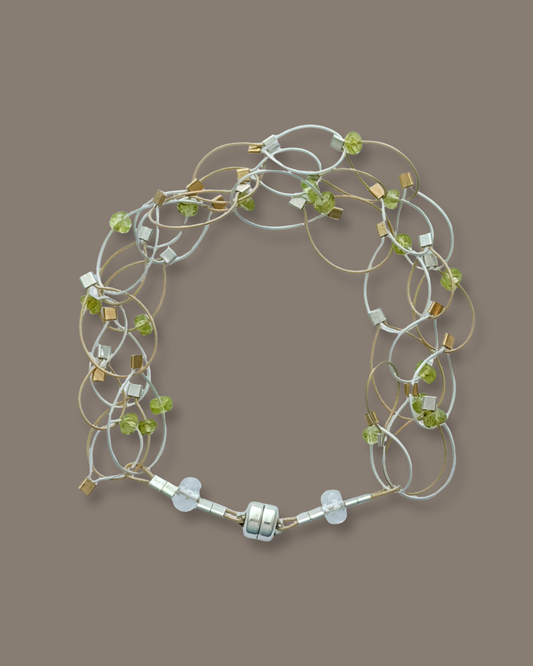 Triple Cable Silver Bracelet with Peridot