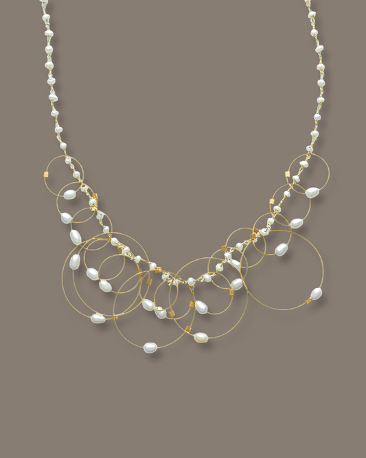 Halo Gold Pearl Cable Necklace
