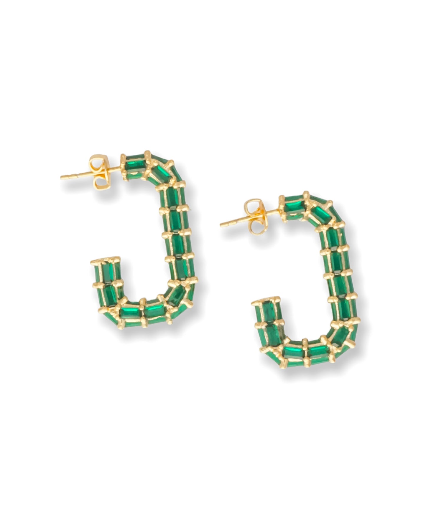 Green Crystal Hoop Earrings