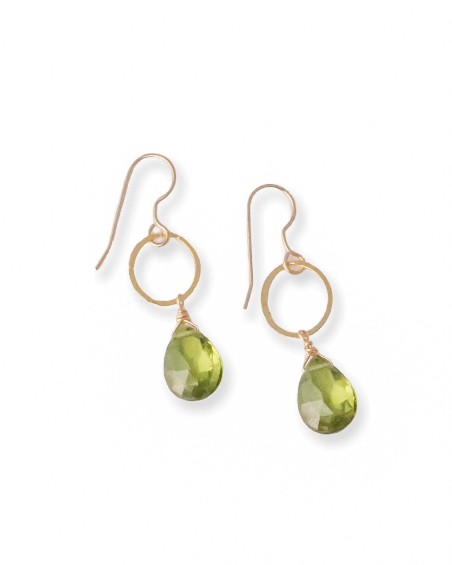 Peridot Gold Circle Earrings