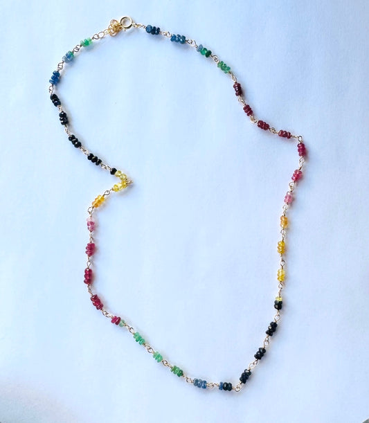 Multicolor Natural Sapphire Beaded Necklace