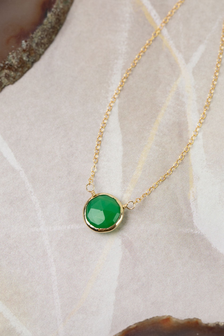 Chrysoprase Gold Necklace