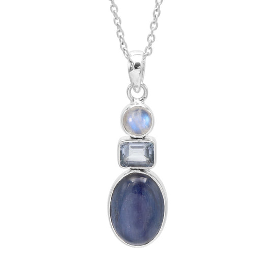 Kyanite, Moonstone and Sky Blue Topaz Necklace