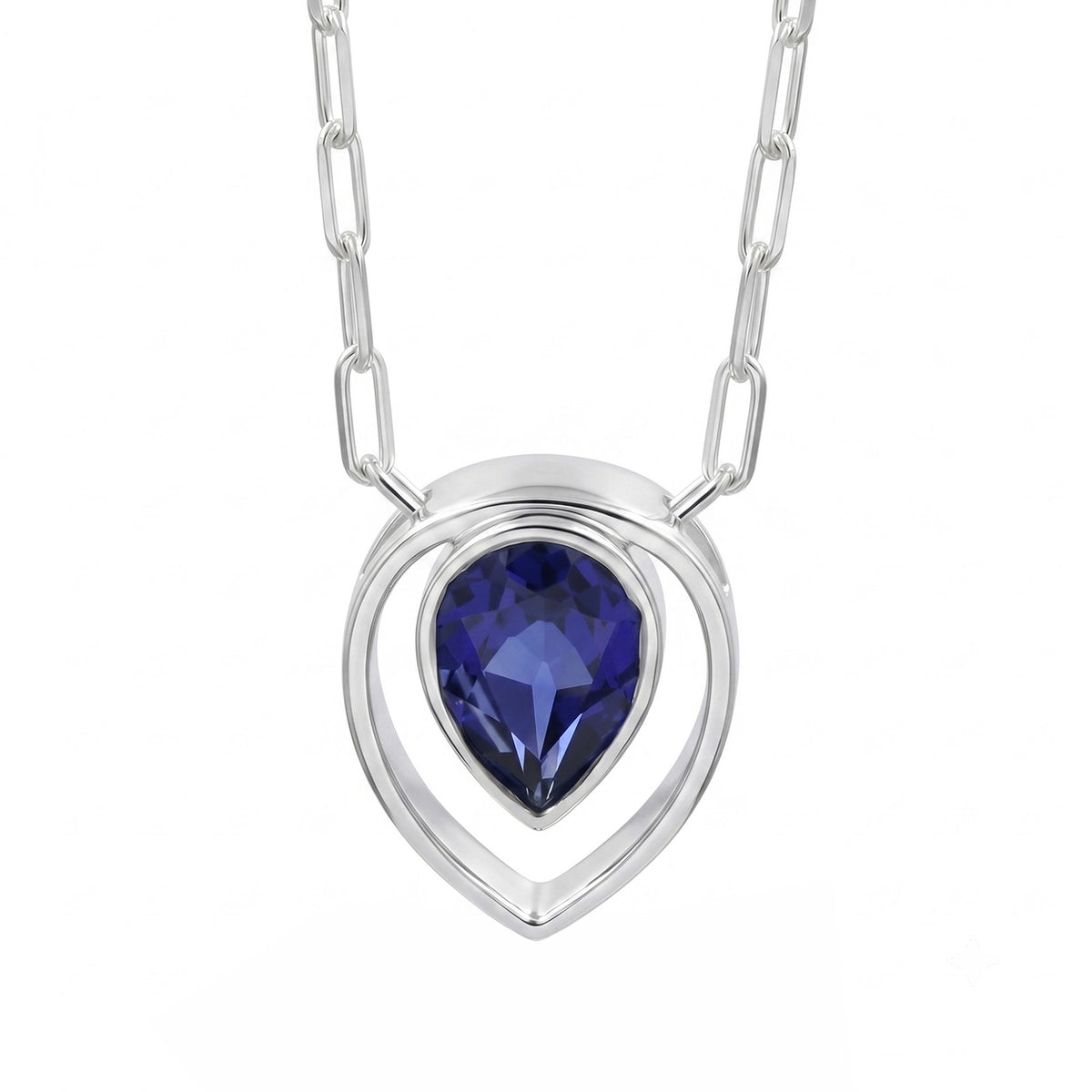 Sterling Silver Teardrop Tanzanite Pendant Necklace