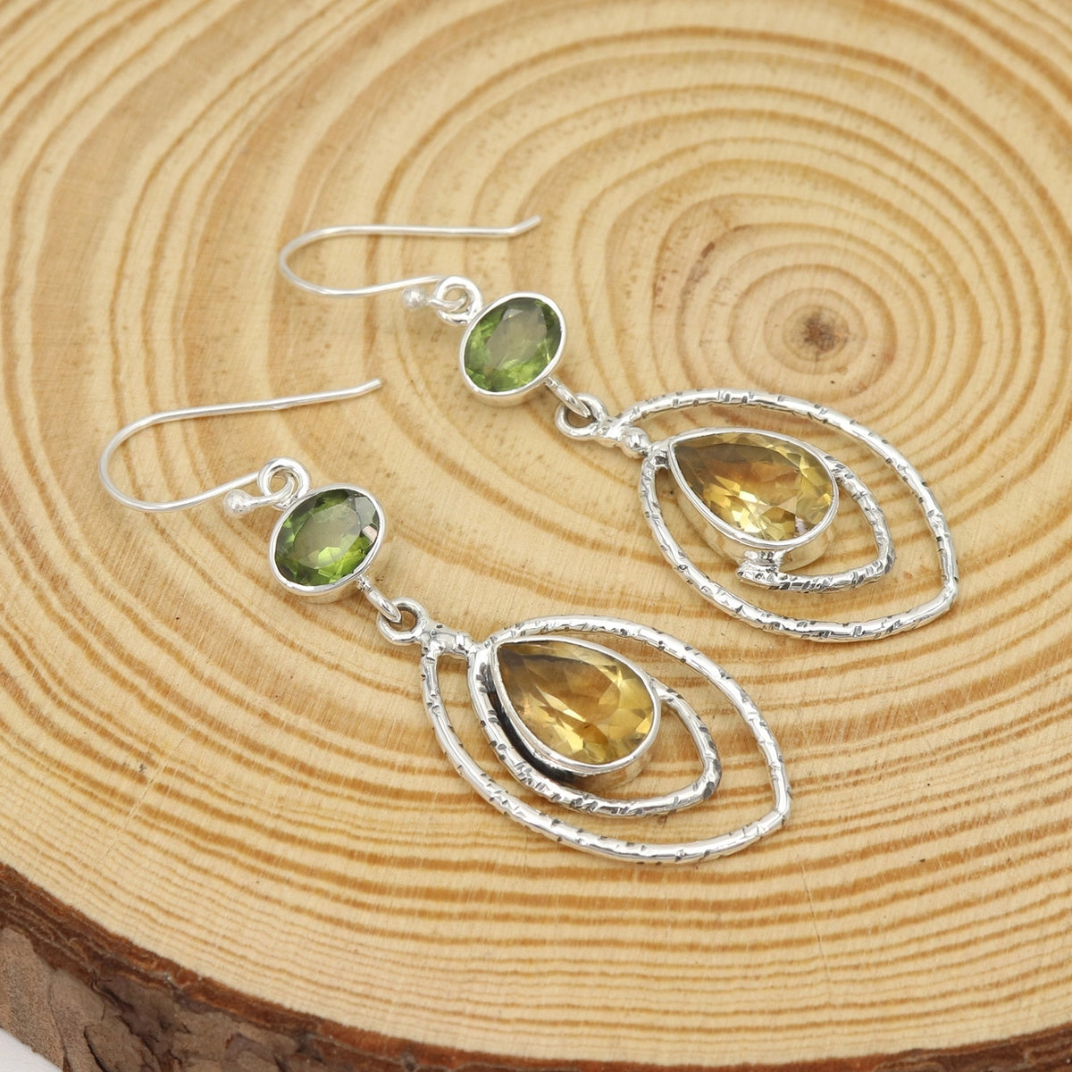 Citrine & Peridot Dangle Earrings