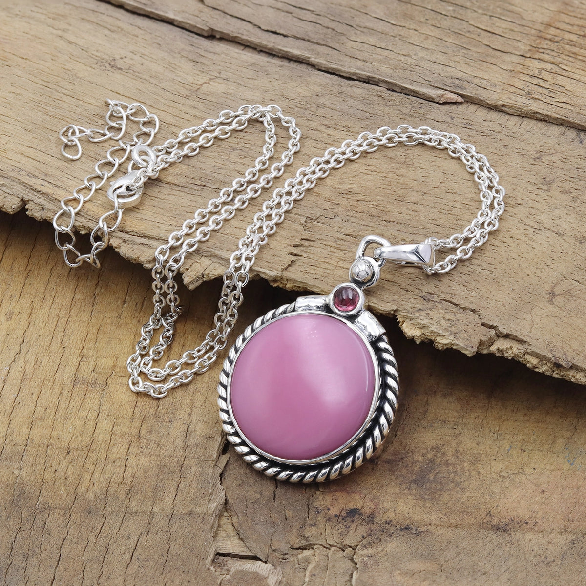 Pink Opal Pendant Necklace