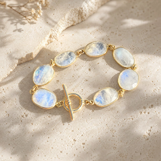Rainbow Moonstone and Gold Filled Bracelet